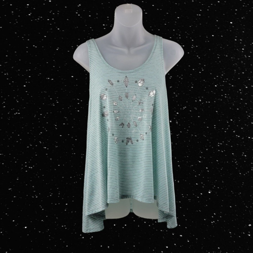 Tunic Tank Top Shirt Junior M Sz 7-9 Zodiac Healing Crystals Sleeveless Striped - Picture 2 of 16